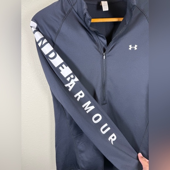 Under Armour Cold Gear Long Sleeve Running 1/4 Zip Black Womens M Logo Stretch - Picture 2 of 7